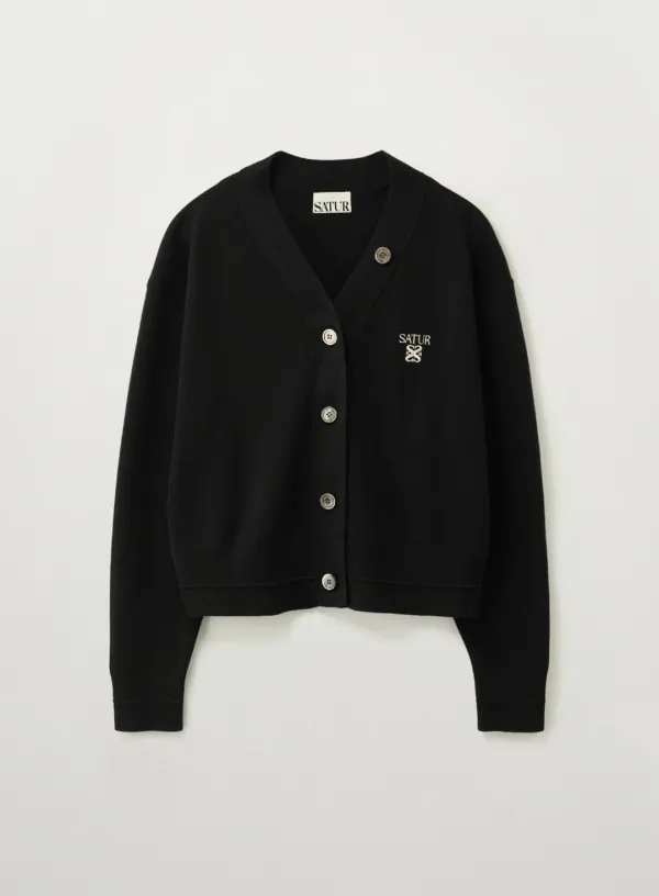 (W) Essential Faro Crop Cardigan - Black