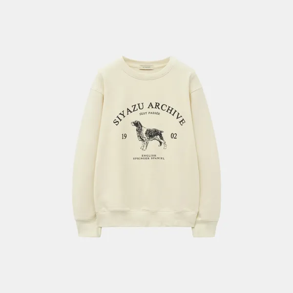 SITP5230 아카이브 하운드 프린팅 맨투맨_S\'est passee(쎄빠쎄)_Cream