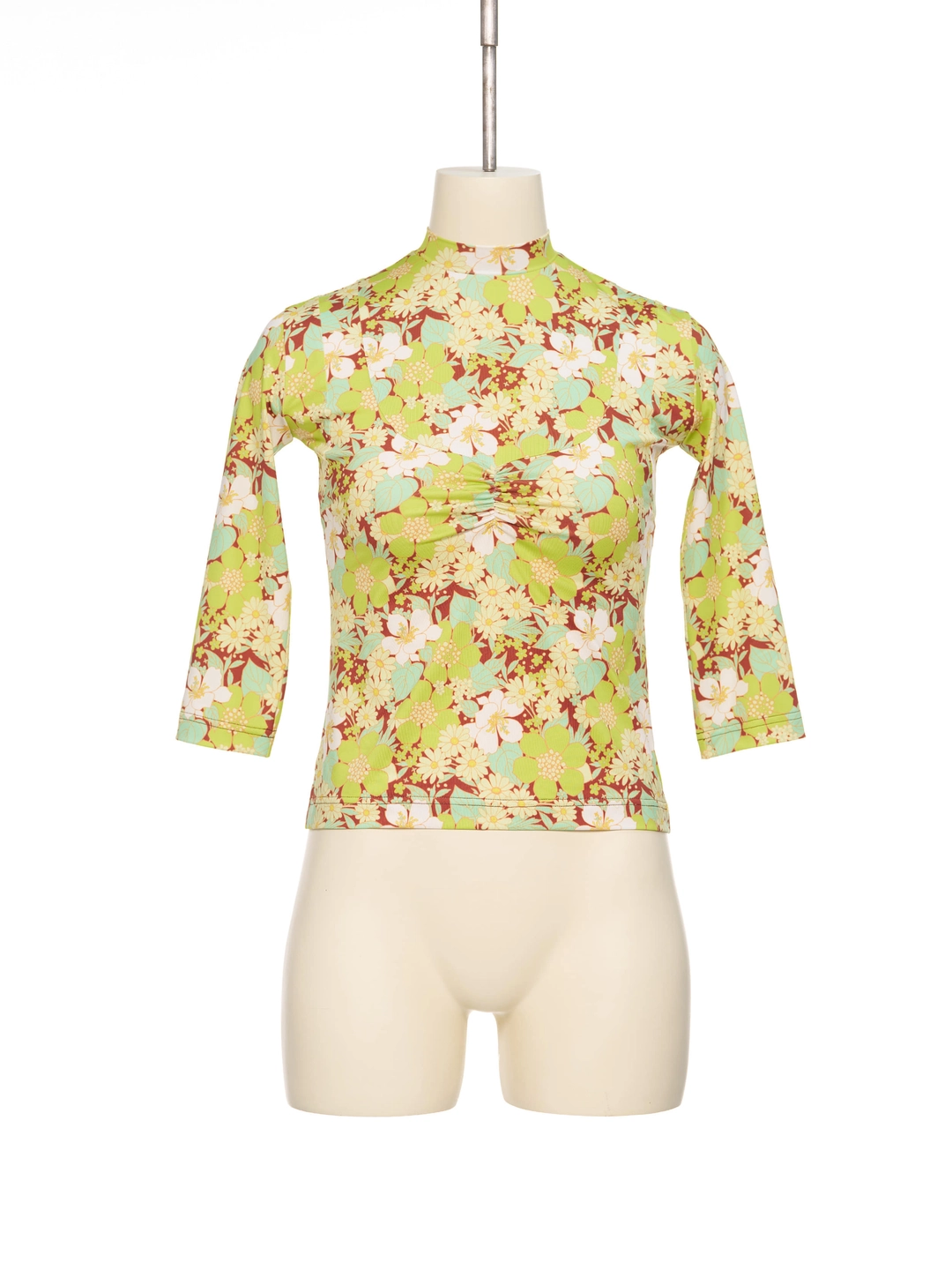 푸쉬버튼 SS26 GREEN FLORAL 3/4 SLEEVE JERSEY TOP 상품 이미지 1