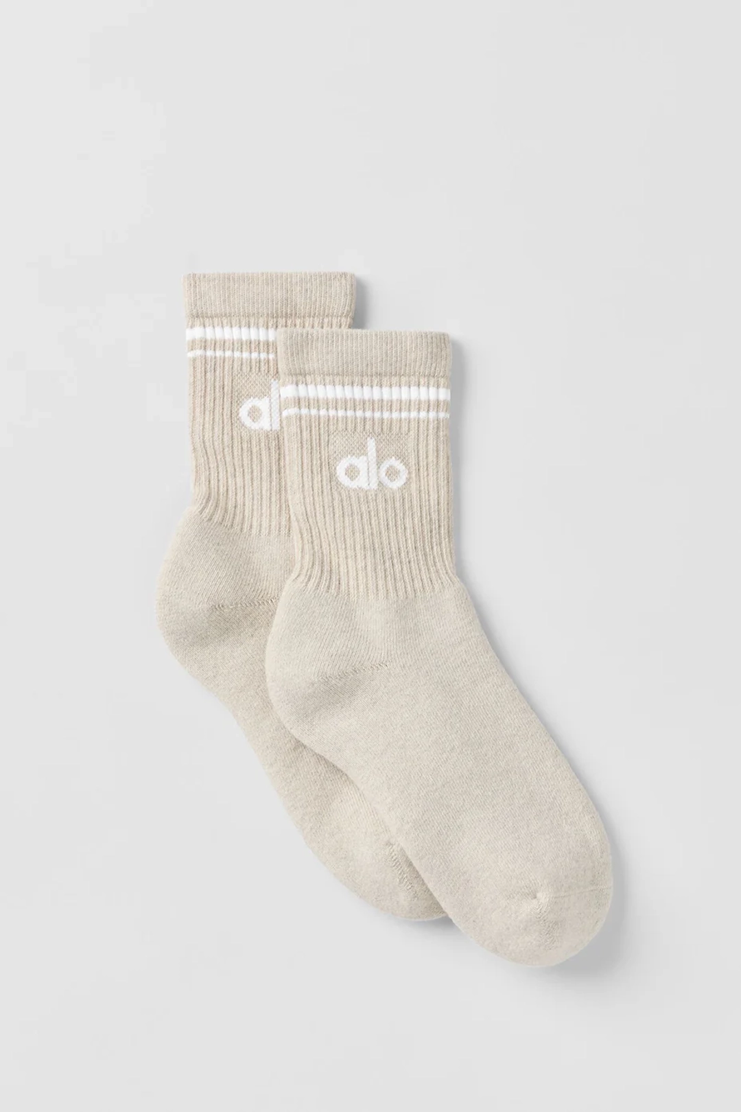 알로요가 Unisex Half-Crew Throwback Sock - Oatmeal Heather/White 상품 이미지 1