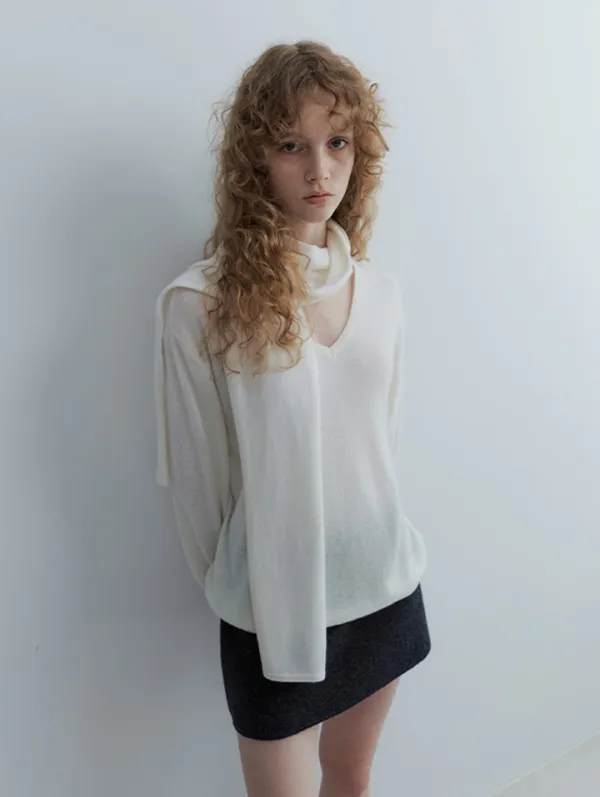 [Cashmere] Easy V-neck Knit (Ivory)