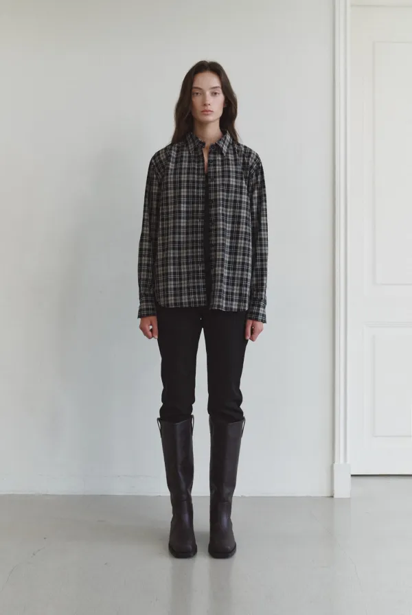 Vintage Washed Check Shirts (Black)