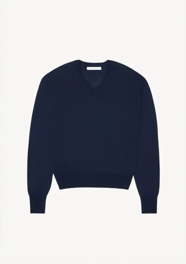 Light V-Neck Knit in Navy
