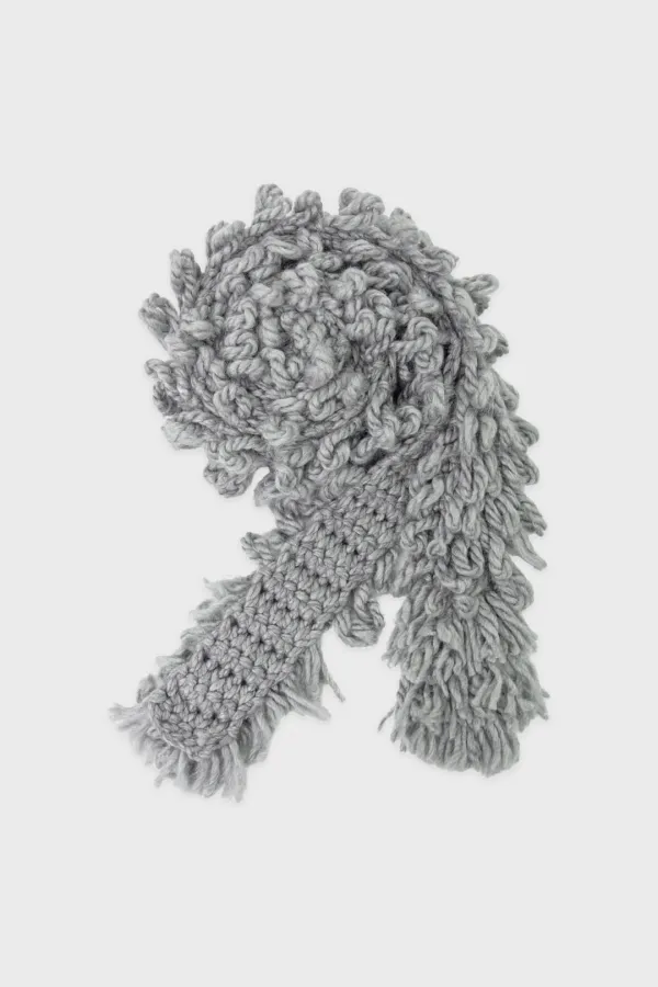 Fringed Knit Scarf (Melange Grey)