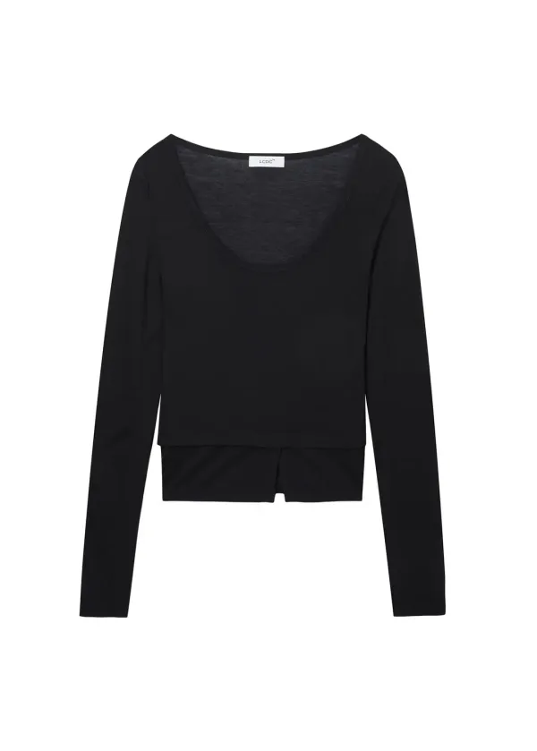 U-NECK JERSEY TOP (BLACK)