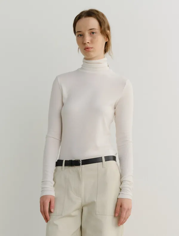 Wool Turtleneck Top (Ivory)