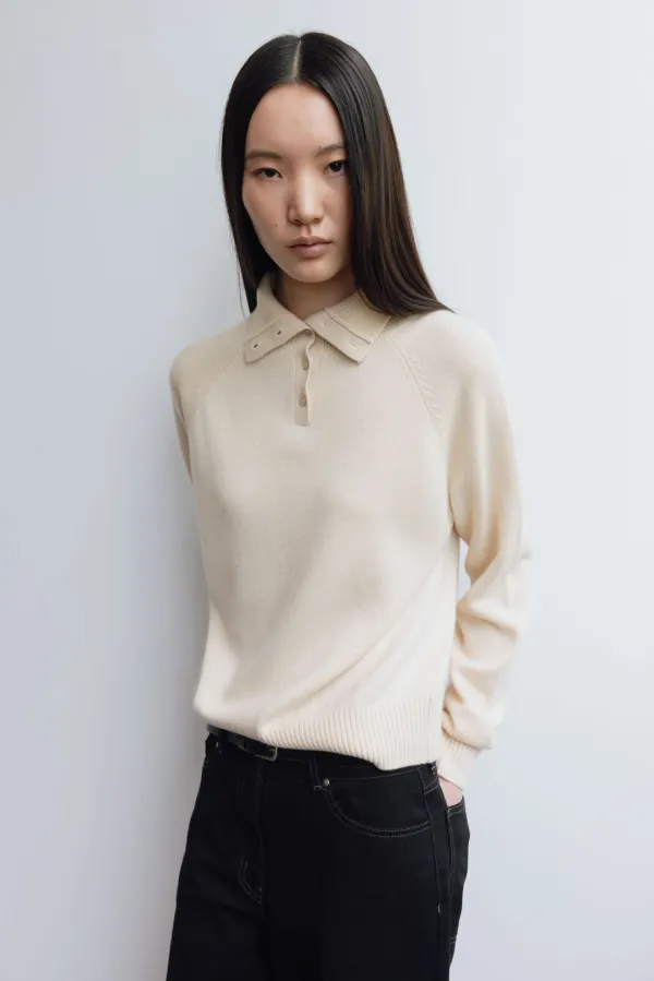 Cashmere blend reversible Pullover_ butter yellow