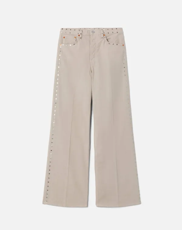 Comfort Stretch Corduroy High Rise Wide Leg - Vintage Pearl Stud