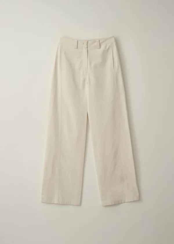 SIDE CURVED WIDE PANTS (sand ivory)