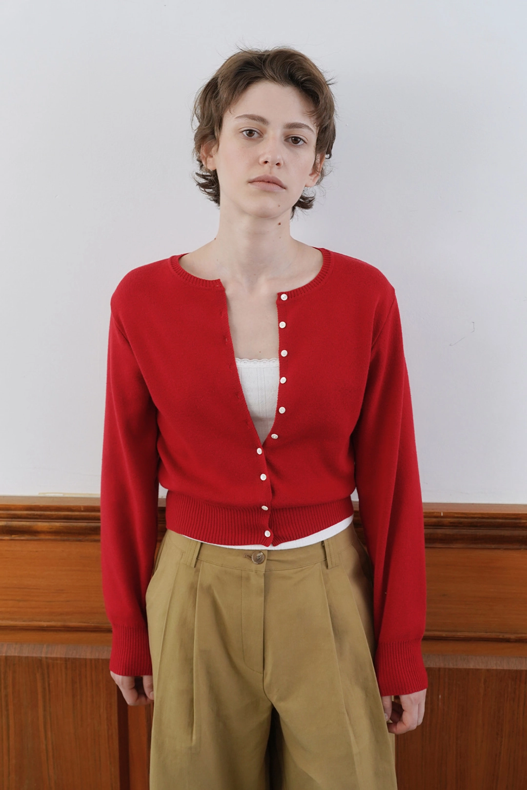 위드아웃썸머 Essencial cardigan_red 상품 이미지 1