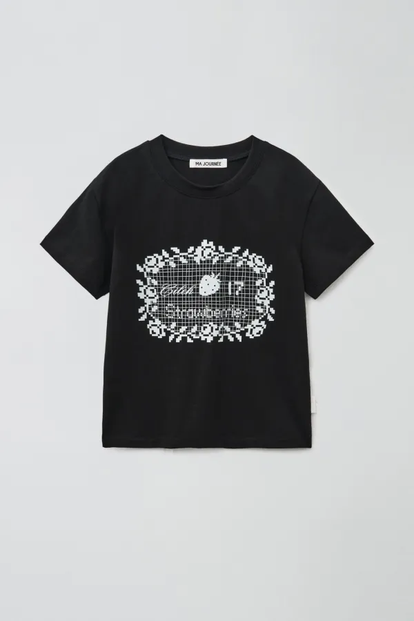 [3차 리오더] CROCHET GRAPHIC T-SHIRT_BLACK