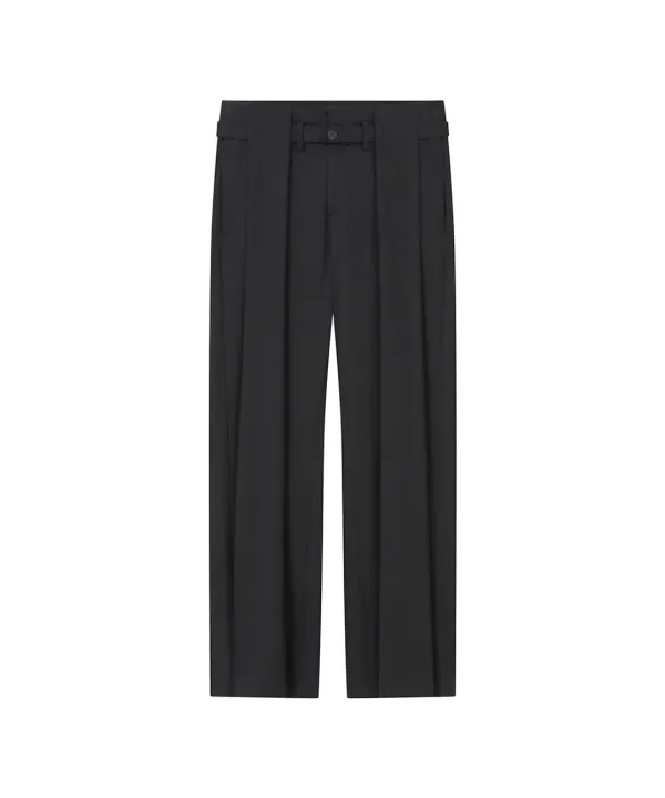 Big pleats belted pants CHARCOAL