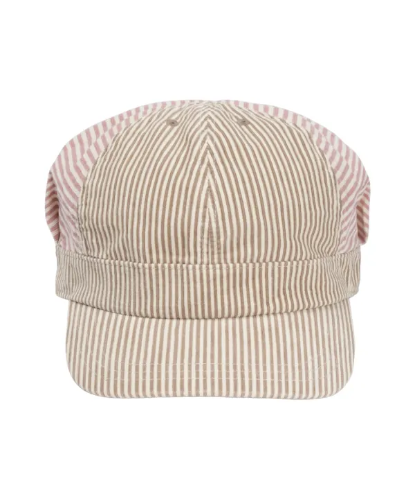 STRIPED PINTUCK PUFF CAP PINK