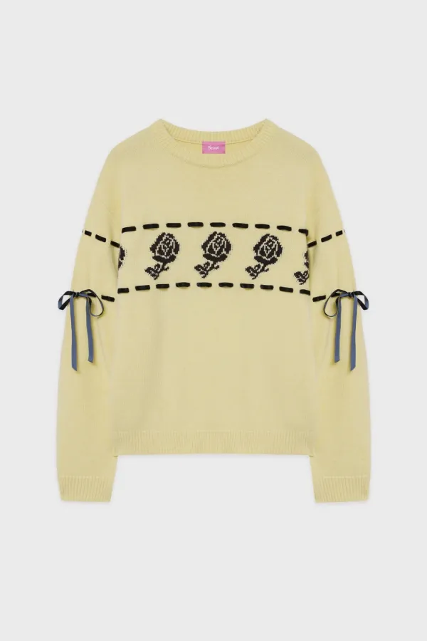 SN Rose Velvet Eyelet Knit (Yellow)