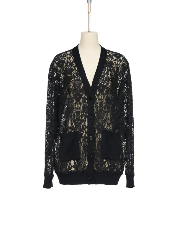 PF25 BLACK LACE ALLOVER CARDIGAN
