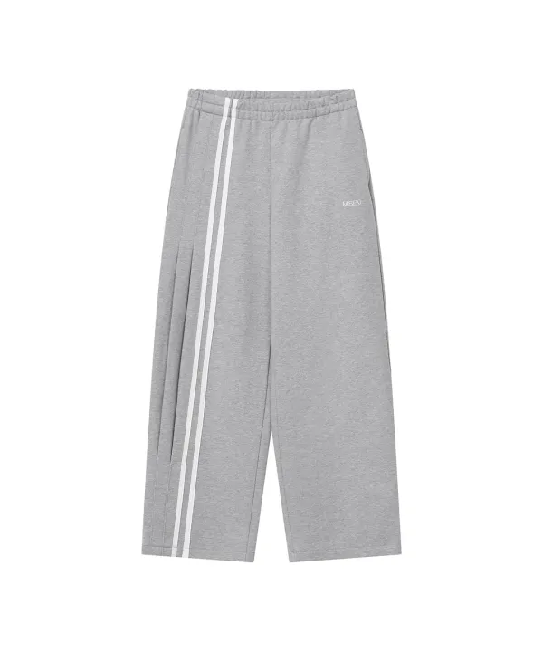 KIBON side stripe wide pants GREY