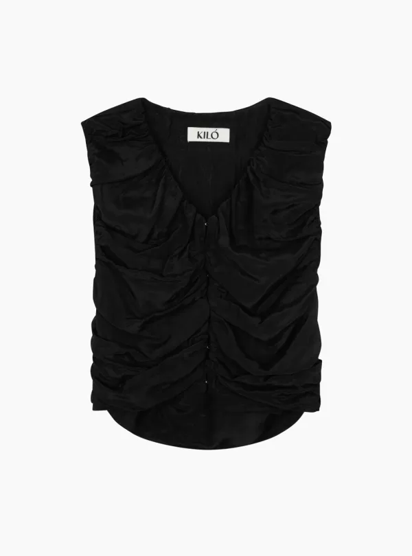 HOOK SLEEVELESS BLOUSE (BLACK)