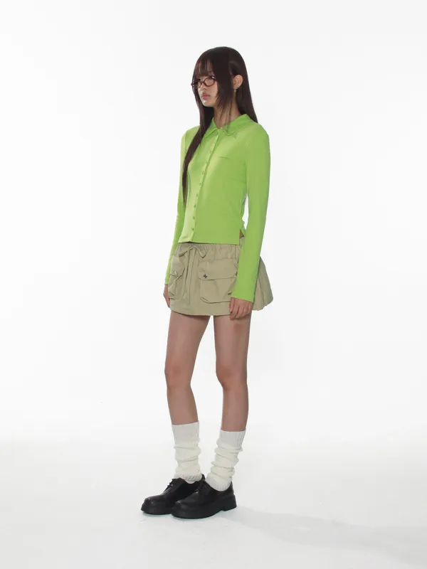 CLASSIC COLLARED CARDIGAN_OLIVE