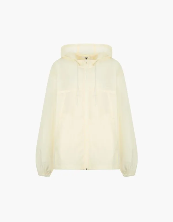 sheer nylon hooded windbreak - butter