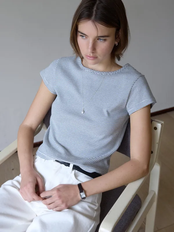 A STRIPE BASIC T-SHIRT_IVORY