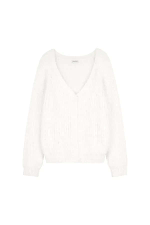 Sugarplum hairy cardigan, White