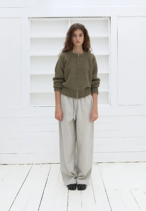 Cotton wide banding pants (light gray)