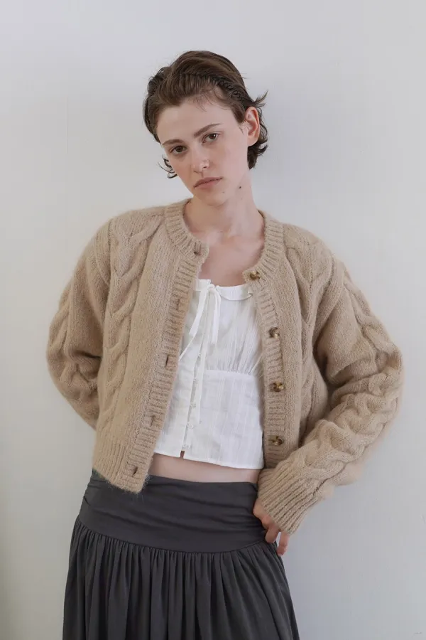 Mohair cable cardigan_beige