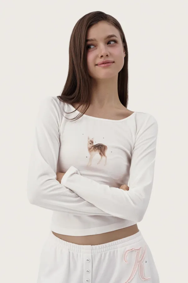Dear bambi sparkle top, White