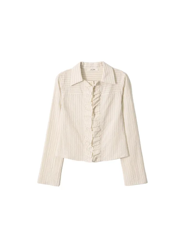 Ruffle Detail Shirt Light Beige