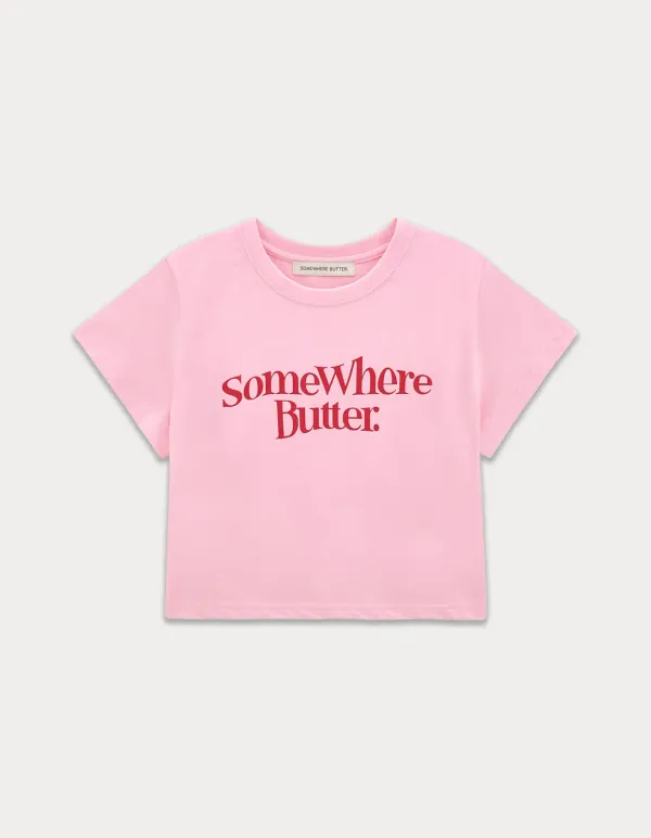 5th / Wave Logo Crop Top - Pink