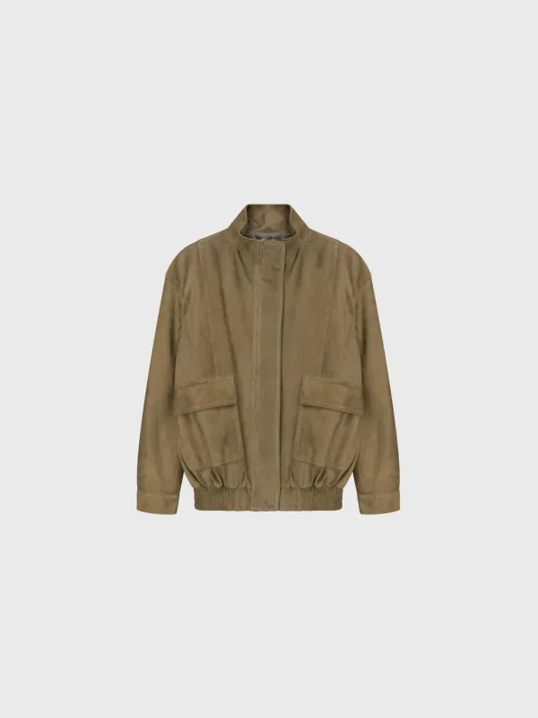 [Exclusive] Suede High Neck Jumper (New Khaki / Camel)