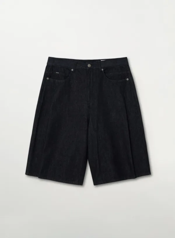 [RIIZE\'s Pick] Pleats Bermuda Indigo Denim Shorts - Indigo