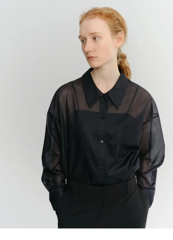 Luse Stripe Sheer Shirt (Black)