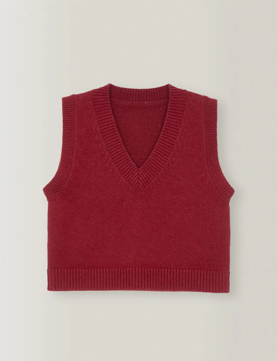 노미나떼 Organic Wool Cotton Vneck Vest (Pinkish Red) 상품 이미지 1