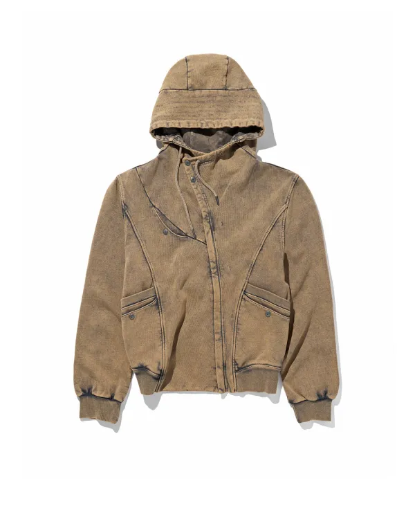 UTILITY HOOD ZIP-UP_BLEACHED MUD