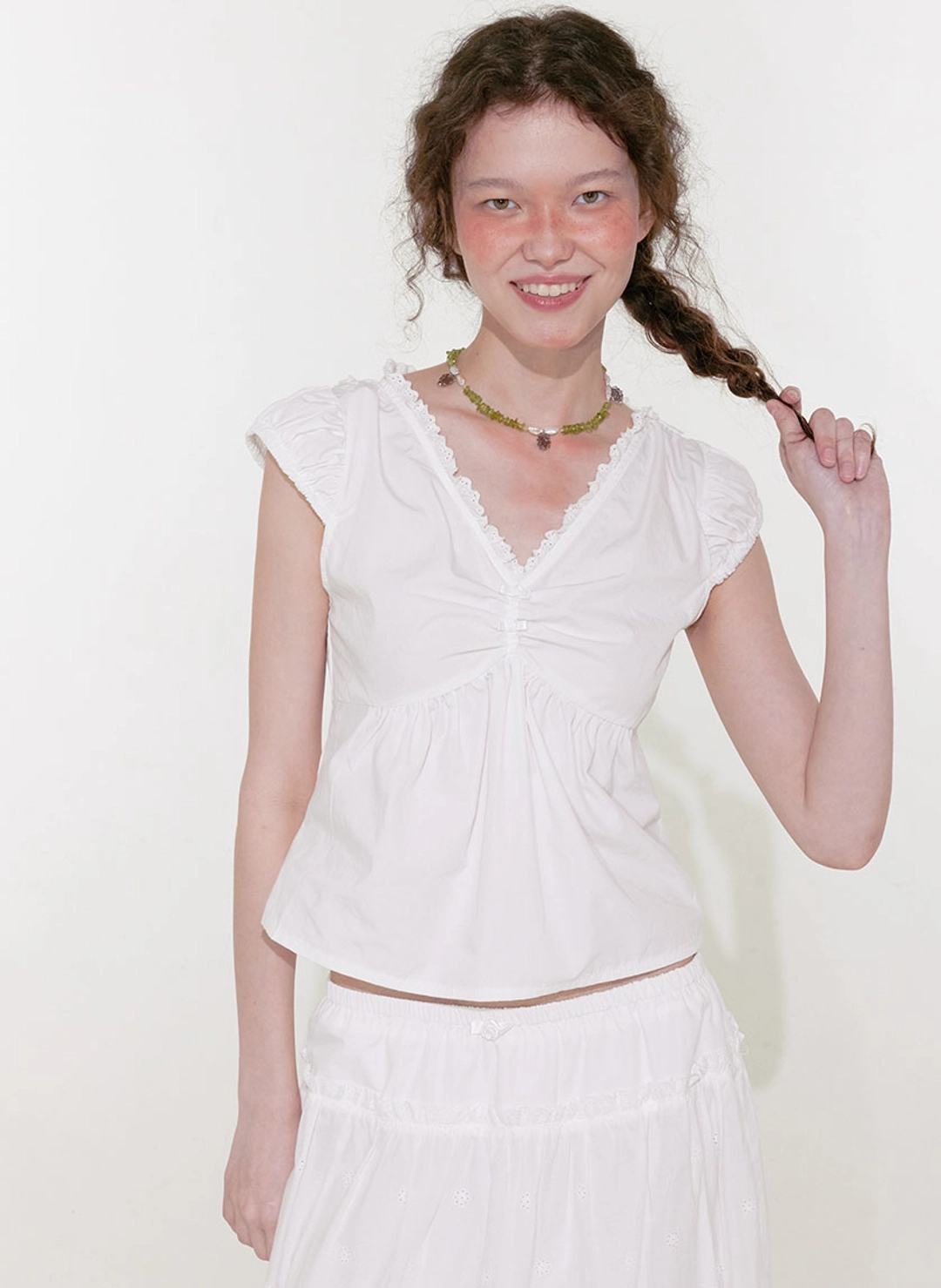 루루서울 [2차] Zoey Shirring Blouse (White) 상품 이미지 2