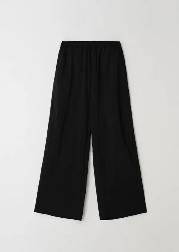 summer crease banding pants-black