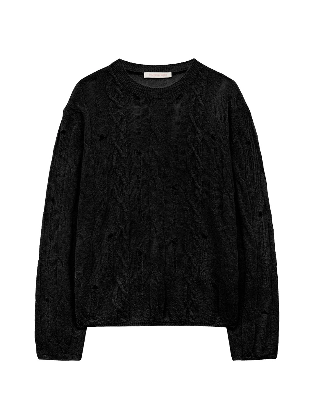 마가린핑거스 CABLE DAMAGE PULLOVER (BLACK) 상품 이미지 1