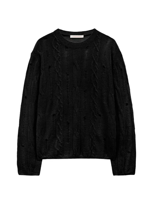 CABLE DAMAGE PULLOVER (BLACK)