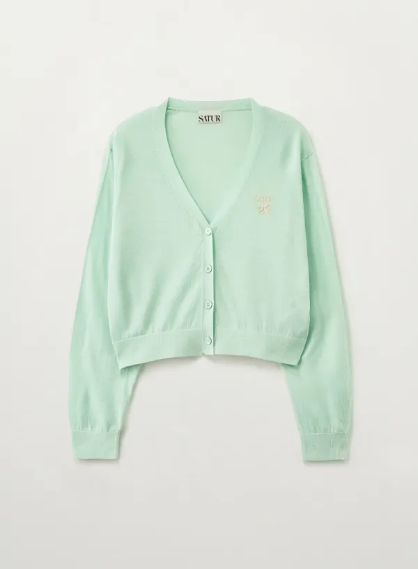 (W) Loren Linen Blend Cardigan - Mint