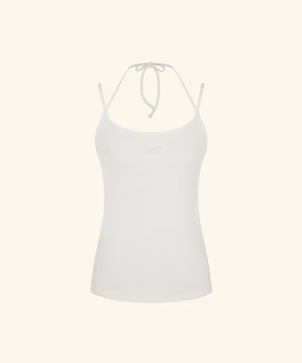 Letters Halterneck Strap Top (White)