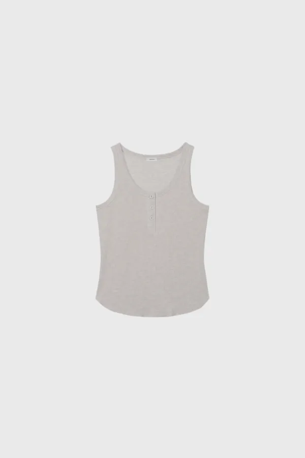 Waffle-knit jersey sleeveless (melange gray)