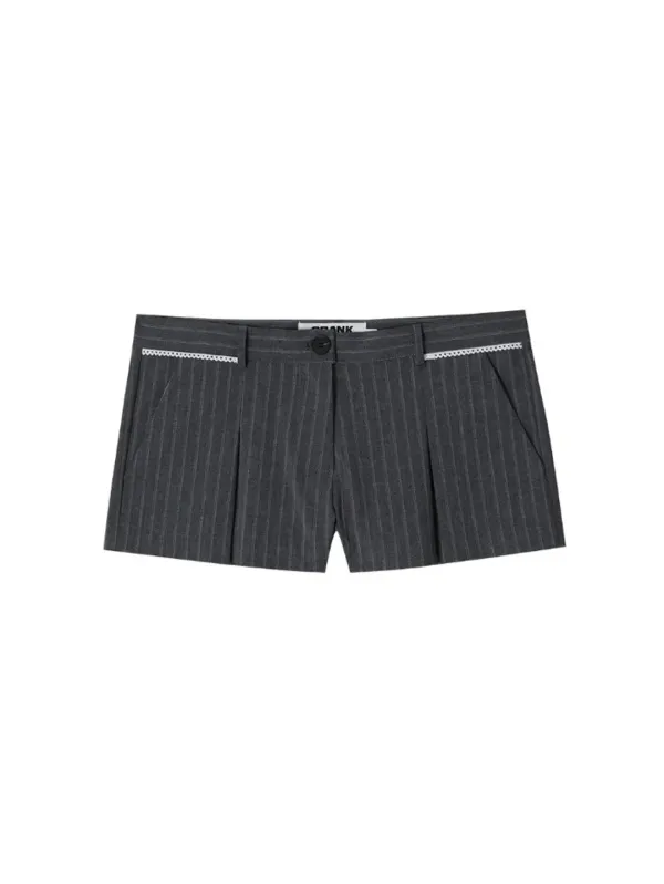 LACE PLEATS MICRO PANTS_GREY