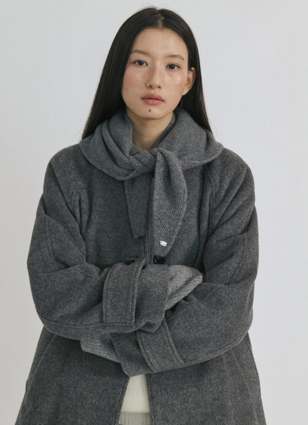 스텝어라운드 [4차] Cashmere Textured Knit Scarf_GREY 상품 이미지 2