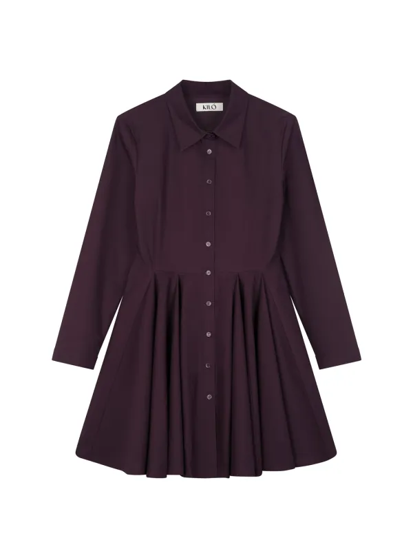 FLARED SHIRT DRESS (PURPLE)
