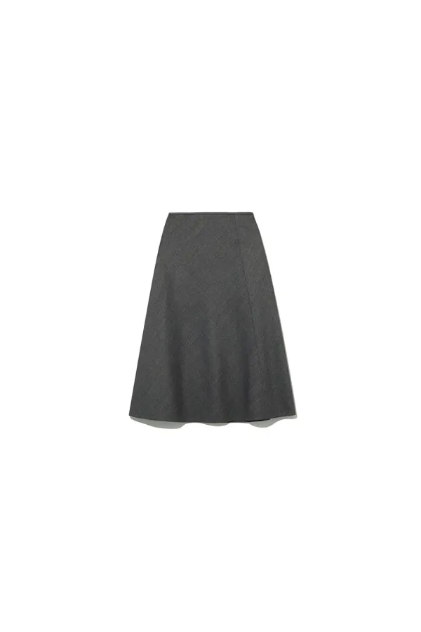 FLUID ASYMMETRIC WOOL SKIRT [GREY]