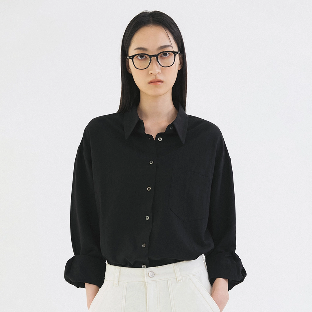 시야쥬 SITP5198 린넨 블렌드 퓨어 셔츠_Black 상품 이미지 2