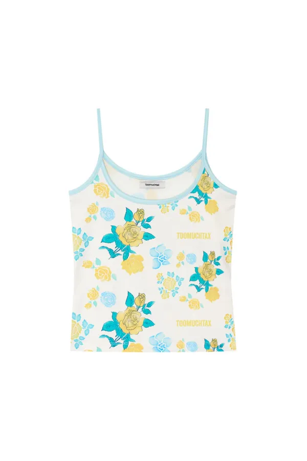 ROSE STENCIL SLEEVELESS TOP (YELLOW)