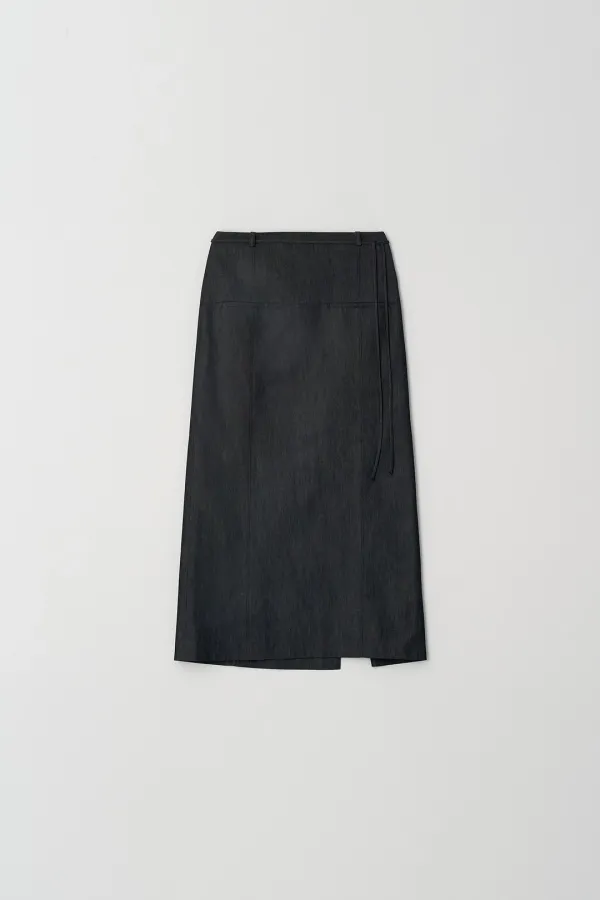 Pocketed Long Drawstring Skirt (black)
