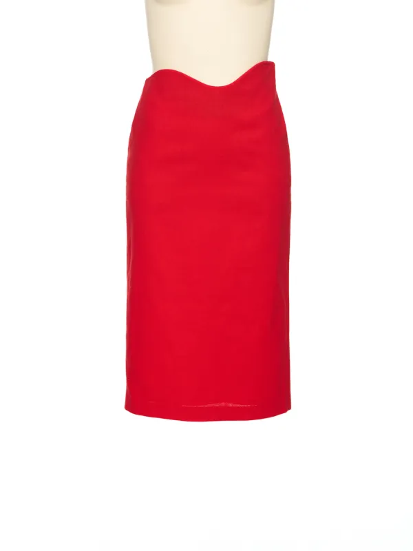 SS26 RED WAVE LINE PENCIL SKIRT